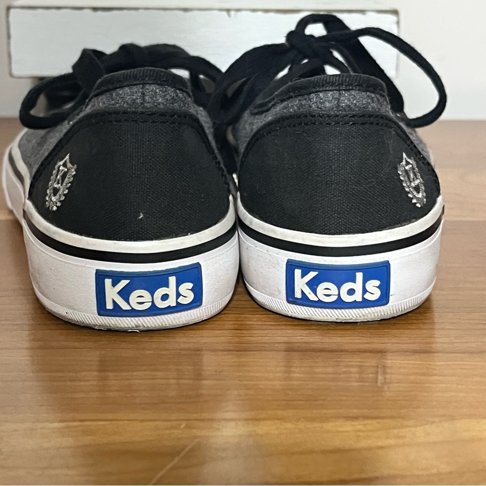 Keds Double Up Size 6.5 Gray‎ Wool Black Canvas Lace Up Sneaker Sample Shoe - Picture 4 of 8